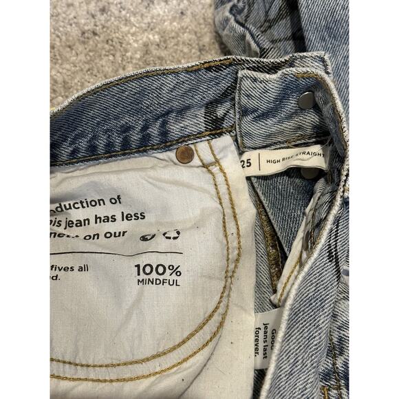 Pacsun High-Rise Straight Black Distressed Butterfly Jeans Girls Size 25 - Picture 7 of 7